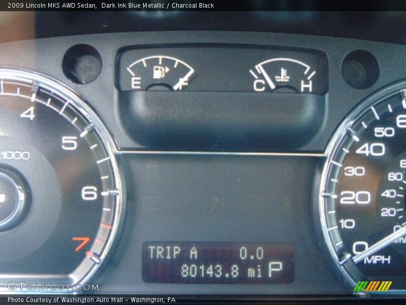Dark Ink Blue Metallic / Charcoal Black 2009 Lincoln MKS AWD Sedan