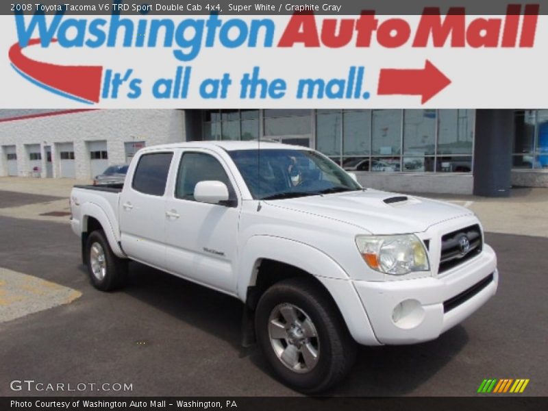 Super White / Graphite Gray 2008 Toyota Tacoma V6 TRD Sport Double Cab 4x4