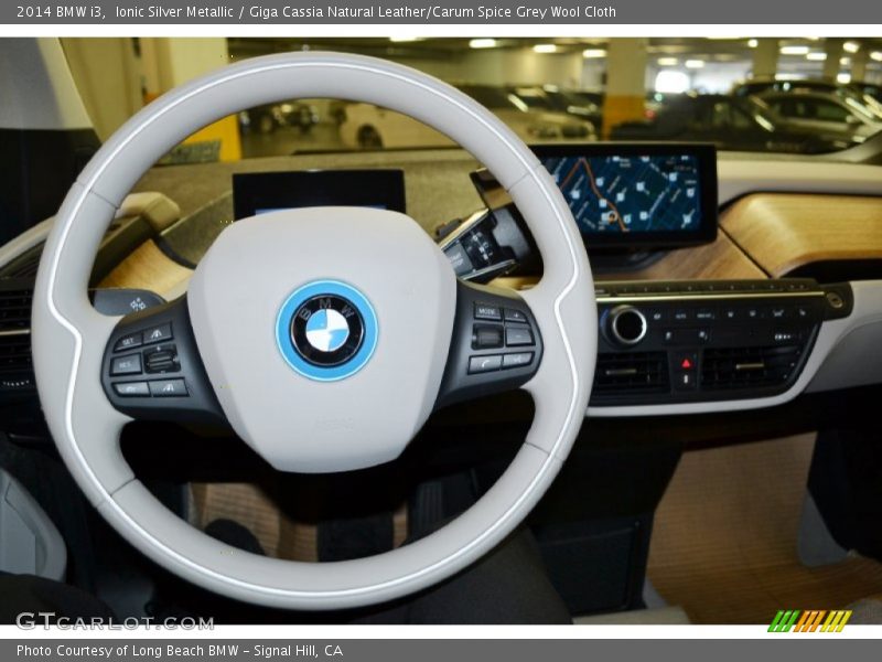 Ionic Silver Metallic / Giga Cassia Natural Leather/Carum Spice Grey Wool Cloth 2014 BMW i3