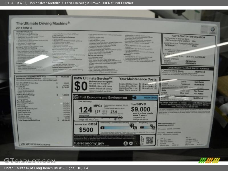  2014 i3  Window Sticker