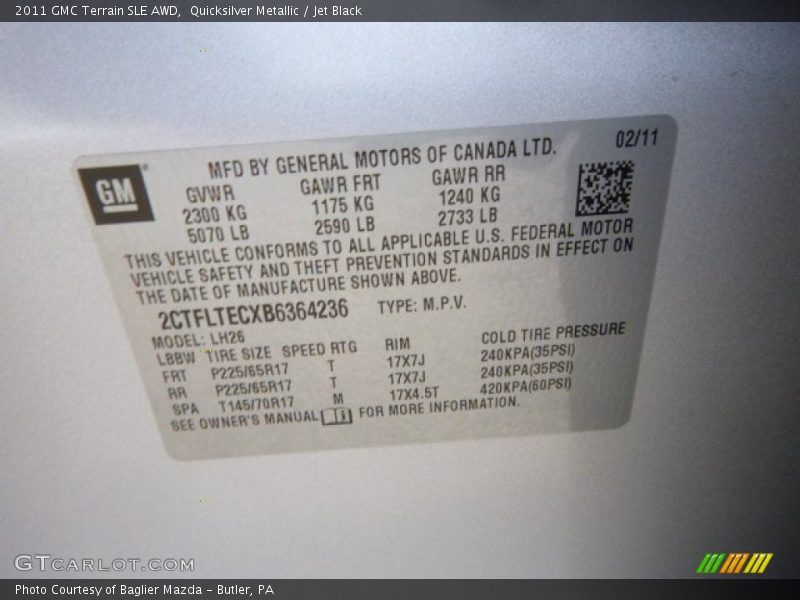 Quicksilver Metallic / Jet Black 2011 GMC Terrain SLE AWD