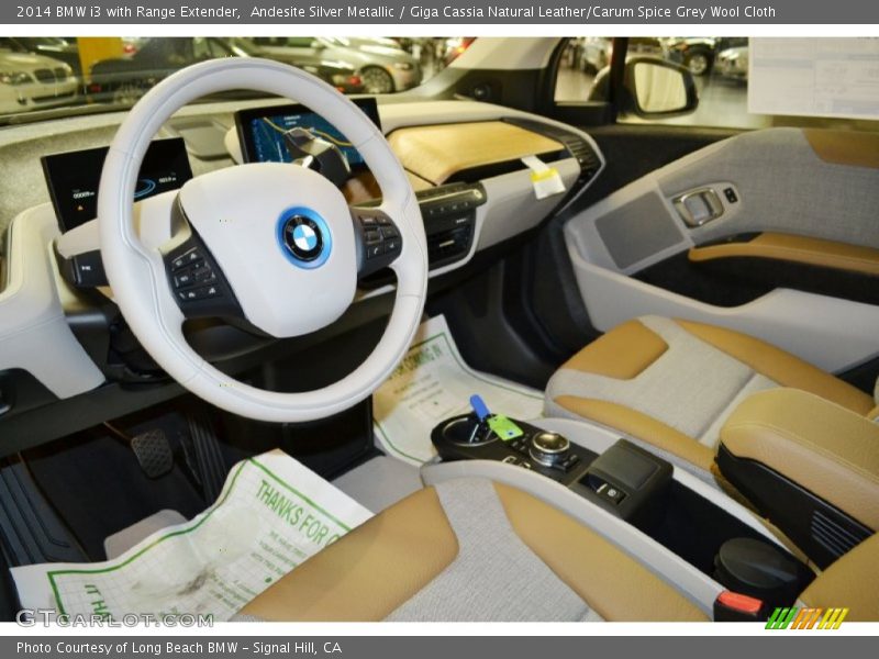 Giga Cassia Natural Leather/Carum Spice Grey Wool Cloth Interior - 2014 i3 with Range Extender 