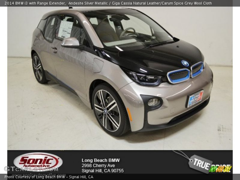 Andesite Silver Metallic / Giga Cassia Natural Leather/Carum Spice Grey Wool Cloth 2014 BMW i3 with Range Extender