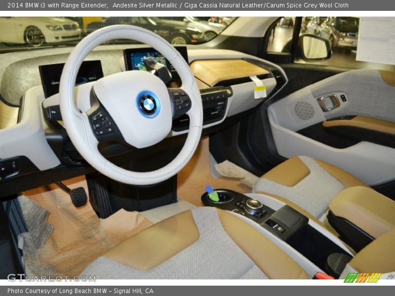 Giga Cassia Natural Leather/Carum Spice Grey Wool Cloth Interior - 2014 i3 with Range Extender 
