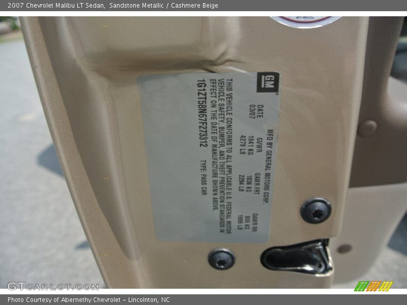 Sandstone Metallic / Cashmere Beige 2007 Chevrolet Malibu LT Sedan