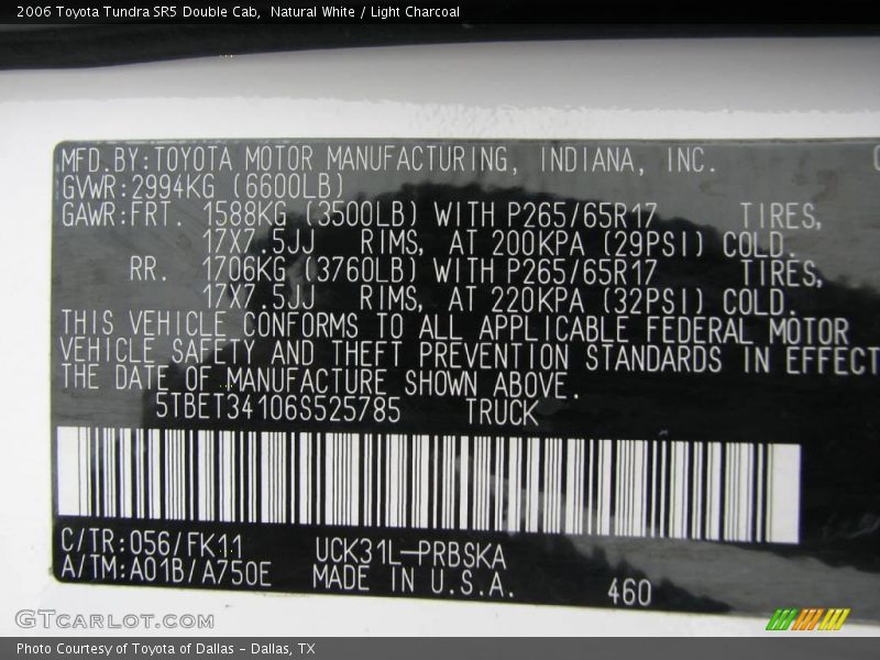 Natural White / Light Charcoal 2006 Toyota Tundra SR5 Double Cab