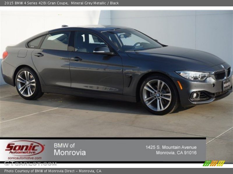 Mineral Grey Metallic / Black 2015 BMW 4 Series 428i Gran Coupe