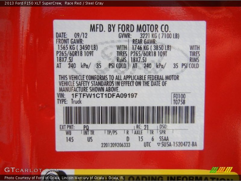 Race Red / Steel Gray 2013 Ford F150 XLT SuperCrew