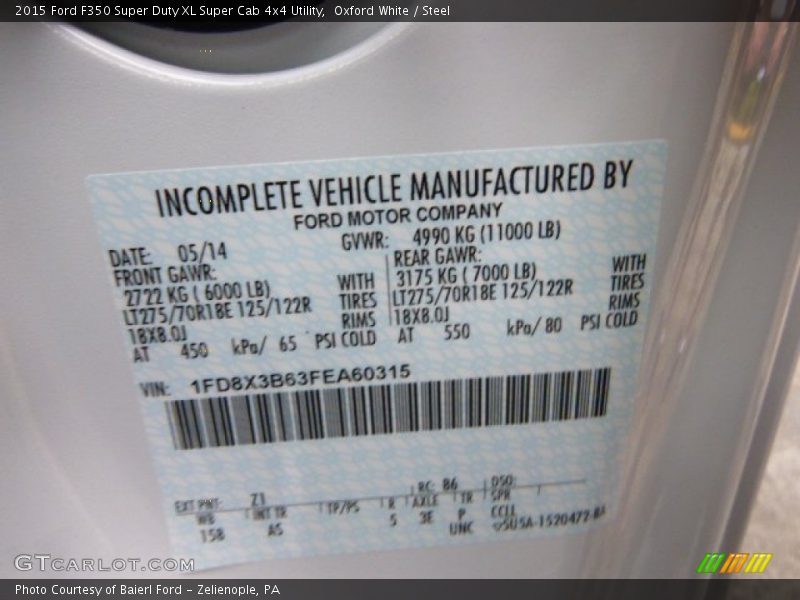 Oxford White / Steel 2015 Ford F350 Super Duty XL Super Cab 4x4 Utility