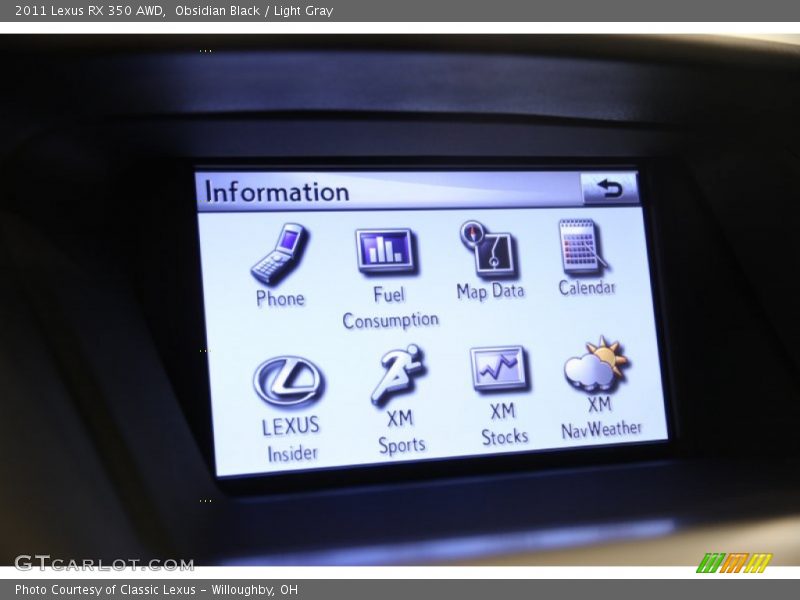 Obsidian Black / Light Gray 2011 Lexus RX 350 AWD