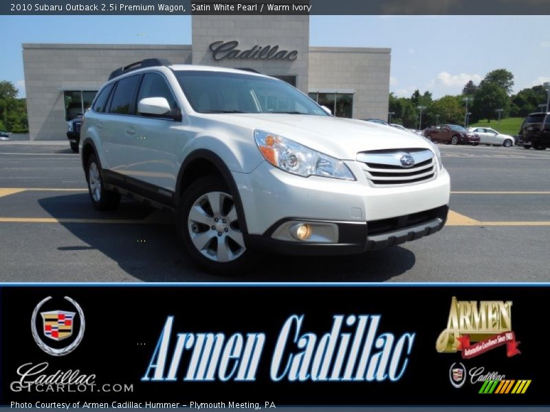 Satin White Pearl / Warm Ivory 2010 Subaru Outback 2.5i Premium Wagon