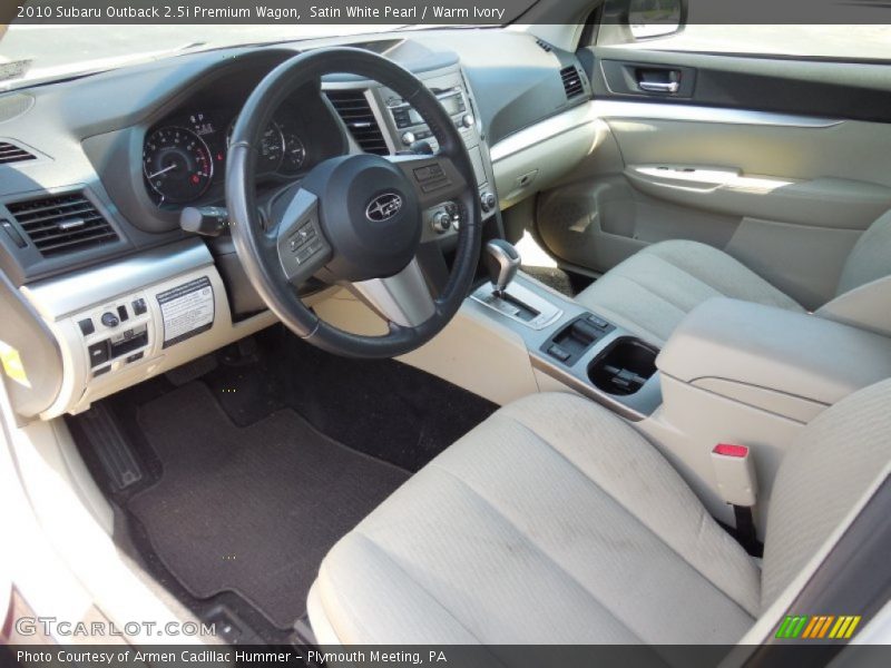 Satin White Pearl / Warm Ivory 2010 Subaru Outback 2.5i Premium Wagon