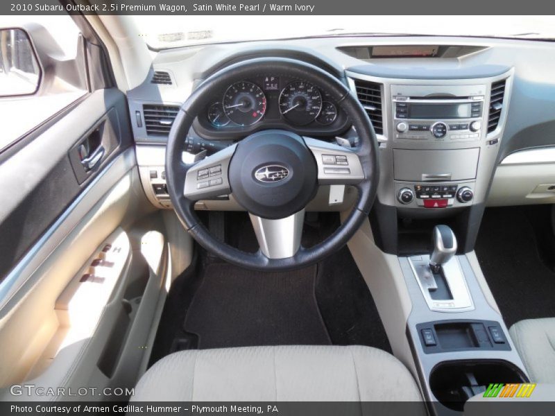Satin White Pearl / Warm Ivory 2010 Subaru Outback 2.5i Premium Wagon