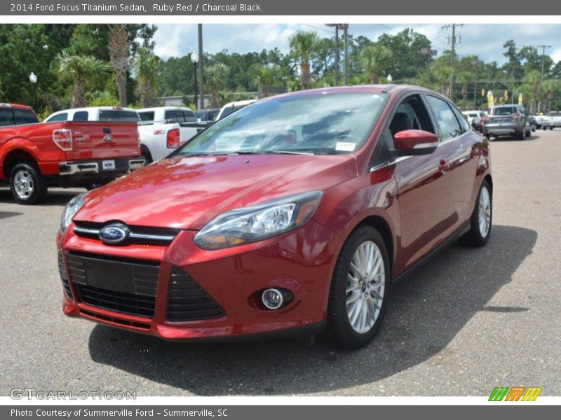 Ruby Red / Charcoal Black 2014 Ford Focus Titanium Sedan