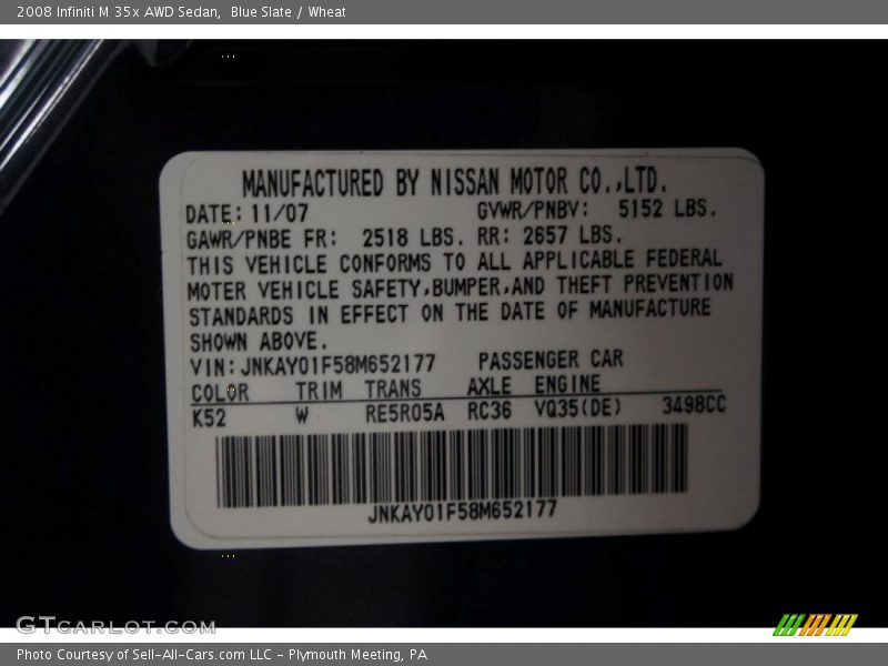 Blue Slate / Wheat 2008 Infiniti M 35x AWD Sedan