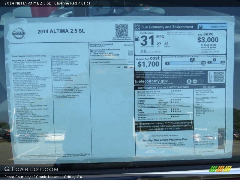 Cayenne Red / Beige 2014 Nissan Altima 2.5 SL