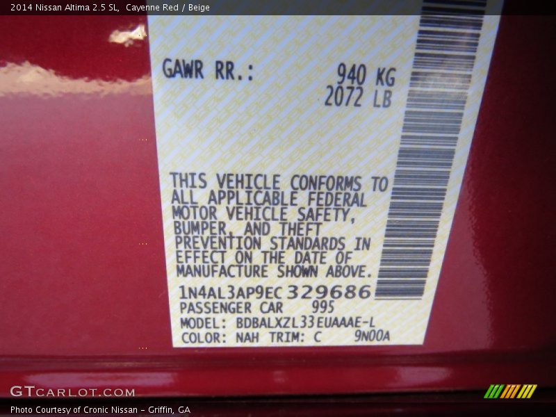 Cayenne Red / Beige 2014 Nissan Altima 2.5 SL