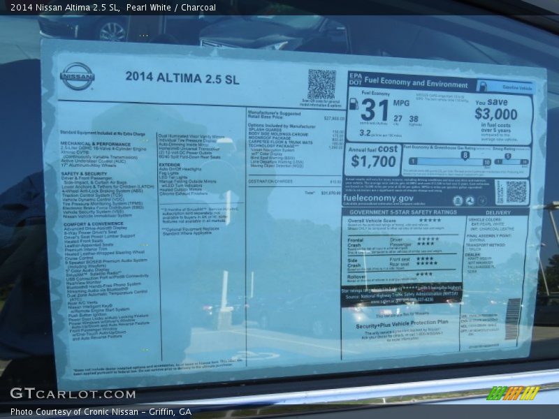 Pearl White / Charcoal 2014 Nissan Altima 2.5 SL