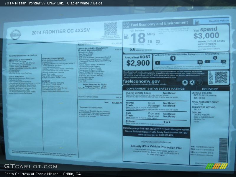 Glacier White / Beige 2014 Nissan Frontier SV Crew Cab