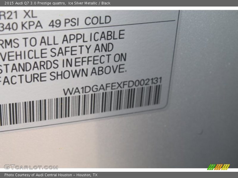 Ice Silver Metallic / Black 2015 Audi Q7 3.0 Prestige quattro