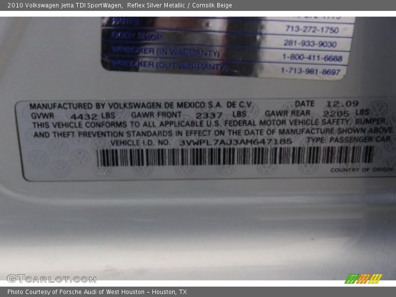 Reflex Silver Metallic / Cornsilk Beige 2010 Volkswagen Jetta TDI SportWagen
