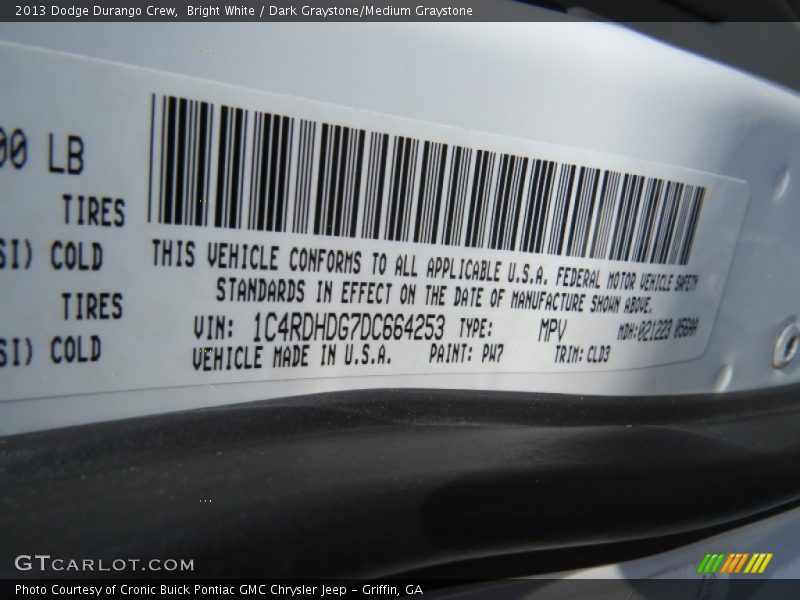 Bright White / Dark Graystone/Medium Graystone 2013 Dodge Durango Crew