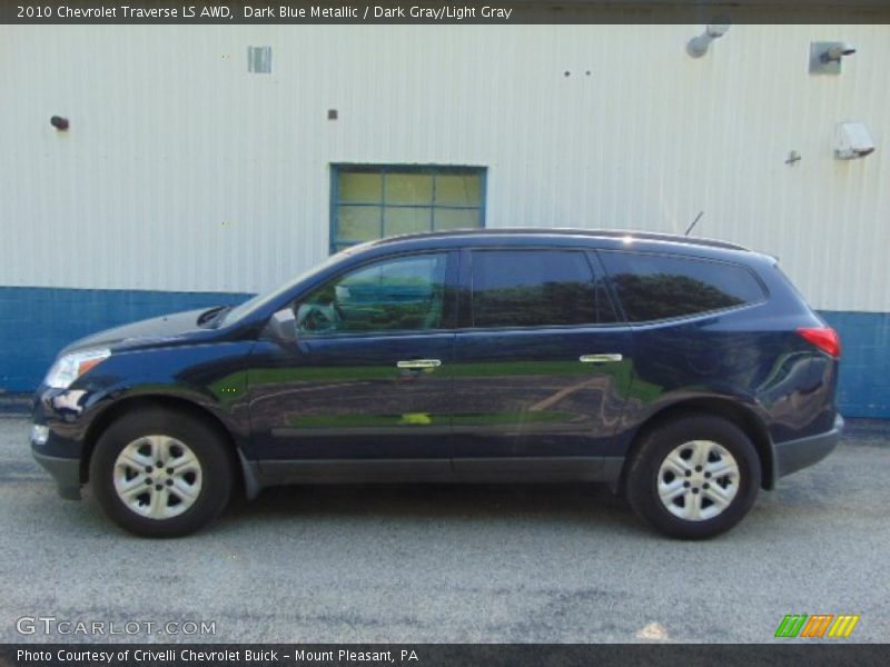Dark Blue Metallic / Dark Gray/Light Gray 2010 Chevrolet Traverse LS AWD