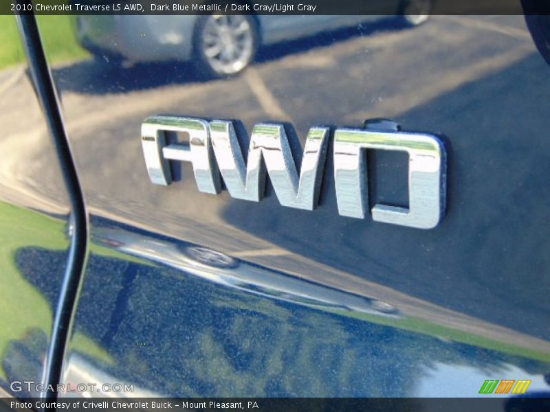 Dark Blue Metallic / Dark Gray/Light Gray 2010 Chevrolet Traverse LS AWD