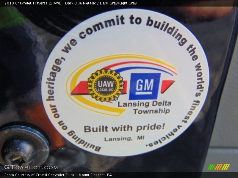 Dark Blue Metallic / Dark Gray/Light Gray 2010 Chevrolet Traverse LS AWD