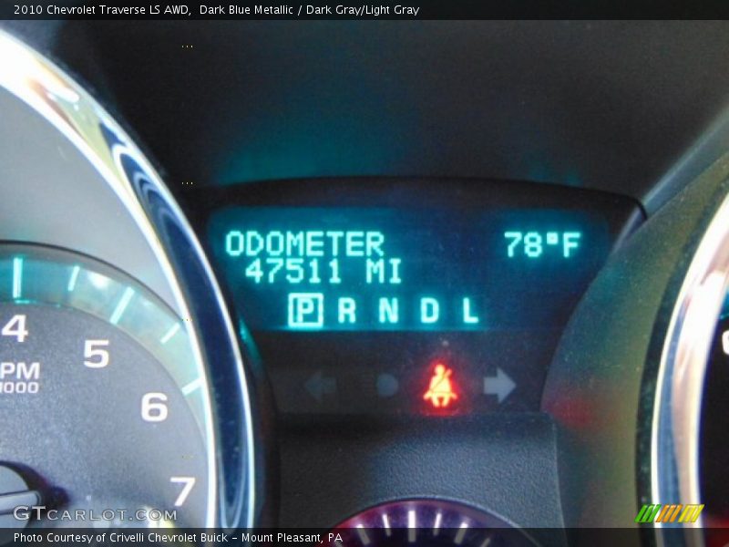 Dark Blue Metallic / Dark Gray/Light Gray 2010 Chevrolet Traverse LS AWD