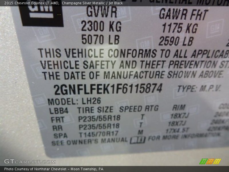 Champagne Silver Metallic / Jet Black 2015 Chevrolet Equinox LT AWD