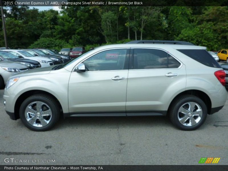 Champagne Silver Metallic / Brownstone/Jet Black 2015 Chevrolet Equinox LT AWD