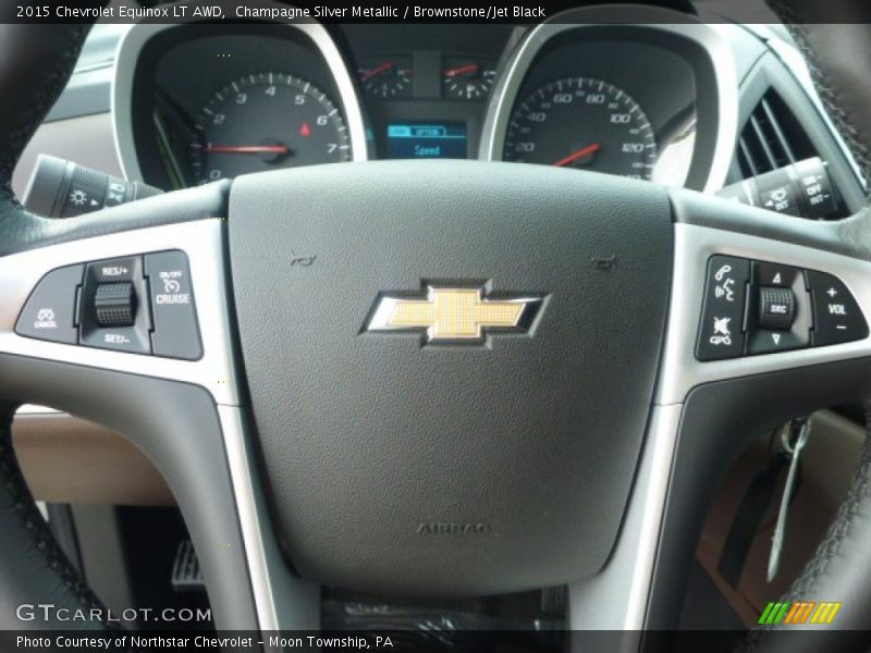 Champagne Silver Metallic / Brownstone/Jet Black 2015 Chevrolet Equinox LT AWD