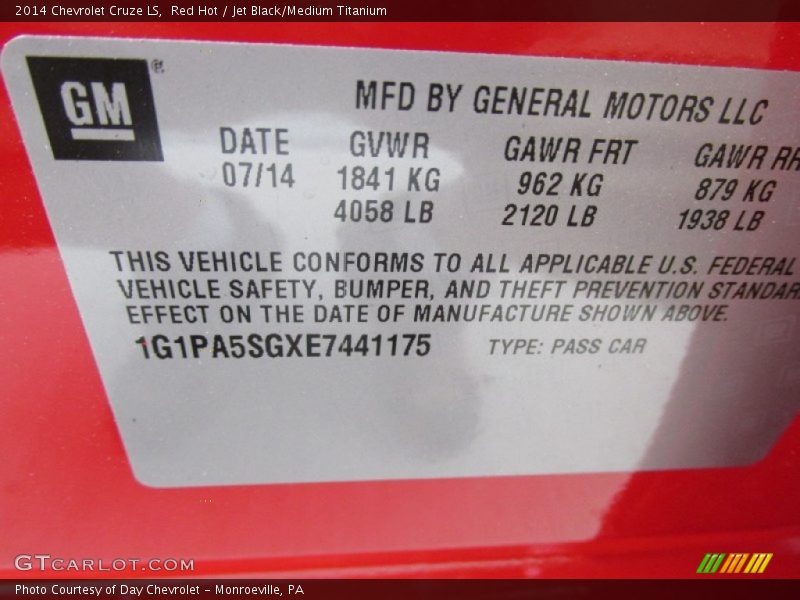 Red Hot / Jet Black/Medium Titanium 2014 Chevrolet Cruze LS