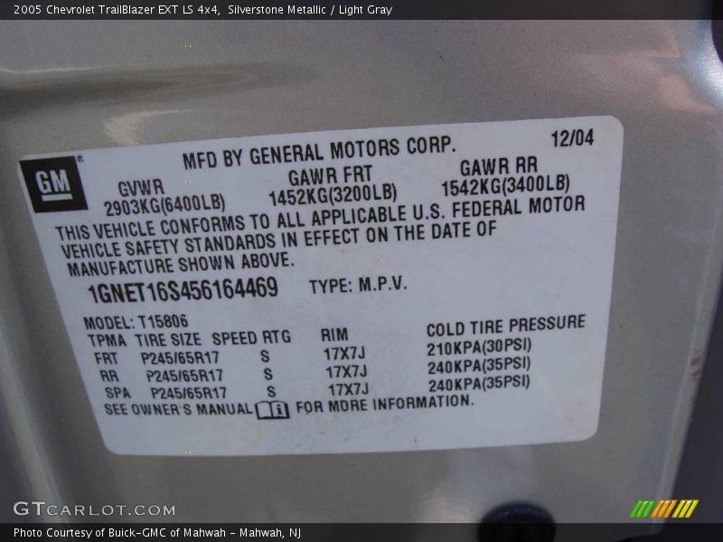 Silverstone Metallic / Light Gray 2005 Chevrolet TrailBlazer EXT LS 4x4