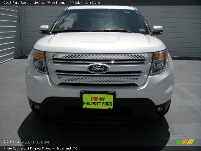 White Platinum / Medium Light Stone 2015 Ford Explorer Limited