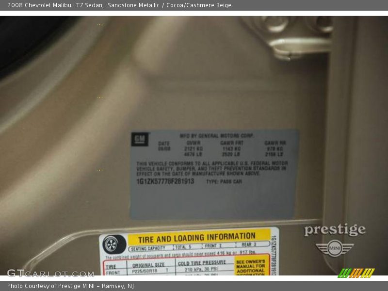 Sandstone Metallic / Cocoa/Cashmere Beige 2008 Chevrolet Malibu LTZ Sedan
