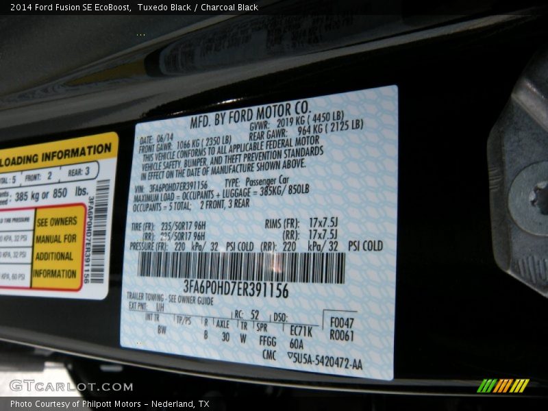 Tuxedo Black / Charcoal Black 2014 Ford Fusion SE EcoBoost