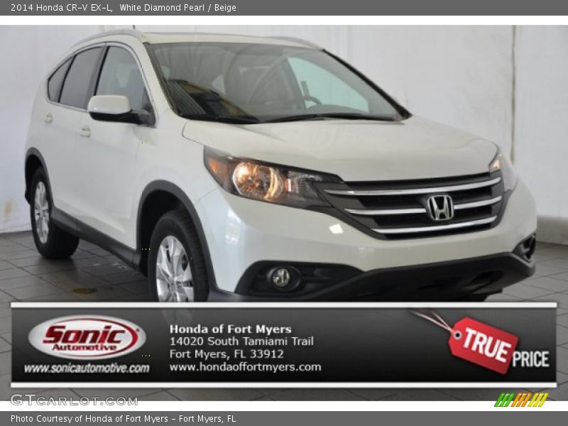 White Diamond Pearl / Beige 2014 Honda CR-V EX-L