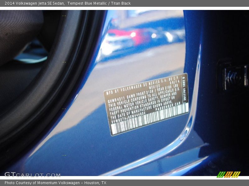 Tempest Blue Metallic / Titan Black 2014 Volkswagen Jetta SE Sedan