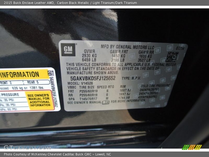 Carbon Black Metallic / Light Titanium/Dark Titanium 2015 Buick Enclave Leather AWD