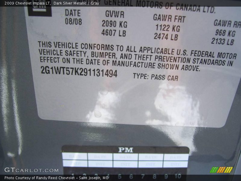 Dark Silver Metallic / Gray 2009 Chevrolet Impala LT