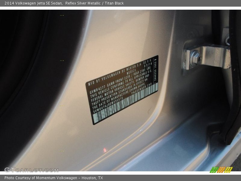Reflex Silver Metallic / Titan Black 2014 Volkswagen Jetta SE Sedan