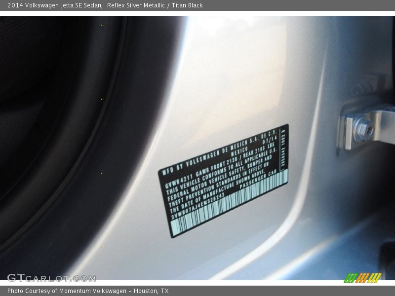 Reflex Silver Metallic / Titan Black 2014 Volkswagen Jetta SE Sedan