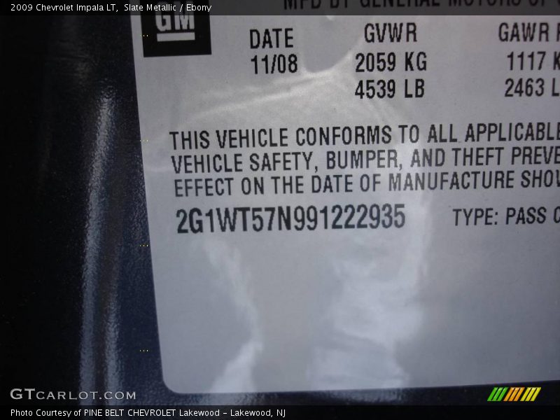 Slate Metallic / Ebony 2009 Chevrolet Impala LT