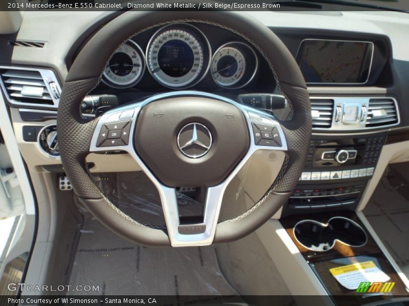 Diamond White Metallic / Silk Beige/Espresso Brown 2014 Mercedes-Benz E 550 Cabriolet
