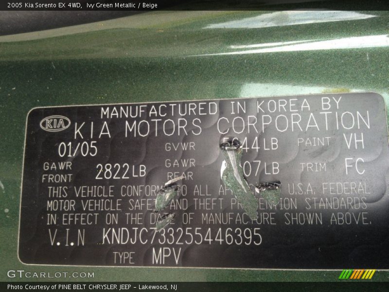 Ivy Green Metallic / Beige 2005 Kia Sorento EX 4WD