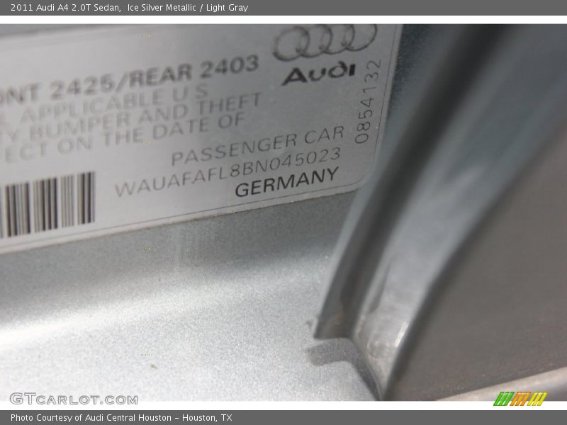 Ice Silver Metallic / Light Gray 2011 Audi A4 2.0T Sedan