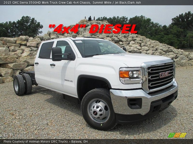 Summit White / Jet Black/Dark Ash 2015 GMC Sierra 3500HD Work Truck Crew Cab 4x4 Chassis