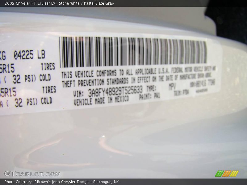 Stone White / Pastel Slate Gray 2009 Chrysler PT Cruiser LX